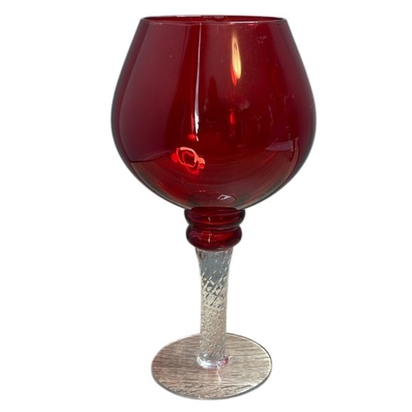 Elegant Red Glass Goblet Candle Holder - Picture 1 of 8